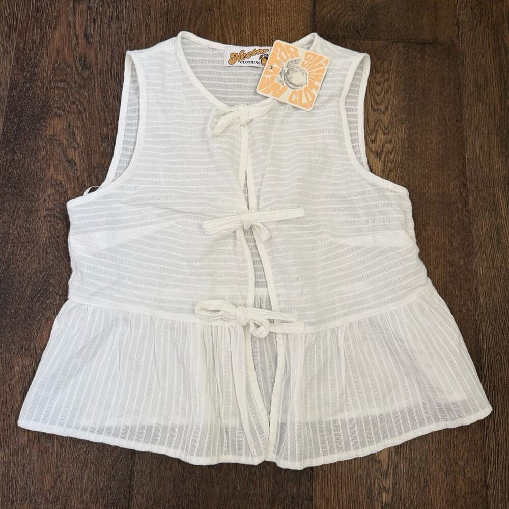 NEW Nectar Clothing White Tie-Front Blouse Top Sz S